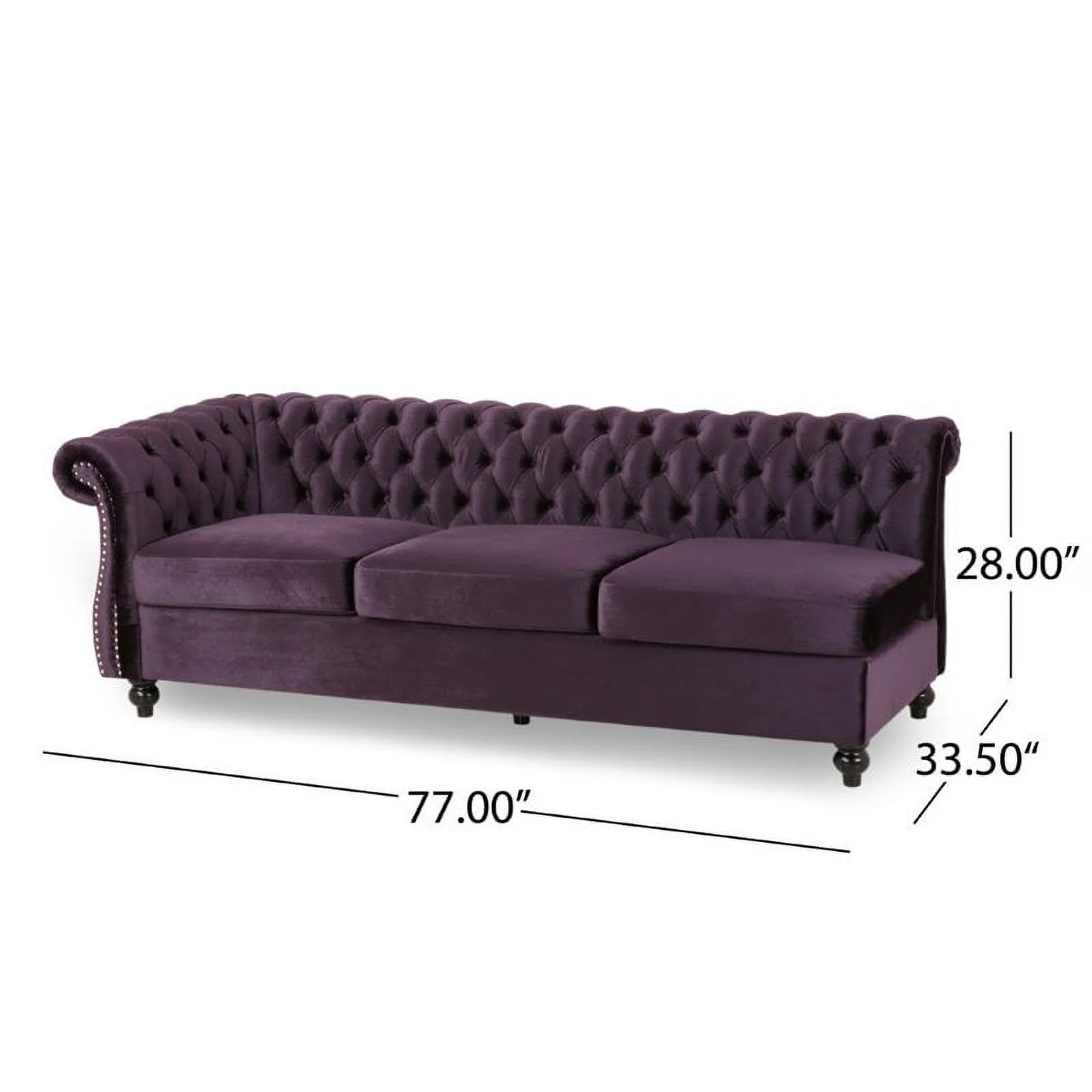 Pemberly Row 7 Seat Velvet Tufted Chesterfield Sectional in Blackberry