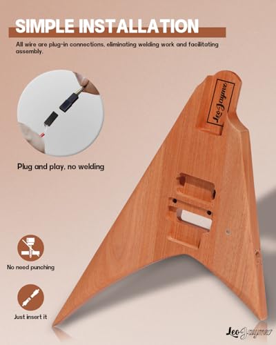 Leo Jaymz DIY Single Cut Electric Guitar Kits with Mahogany Body and Neck - Rosewood Fingerboard and All Components Included (LP Hollow)