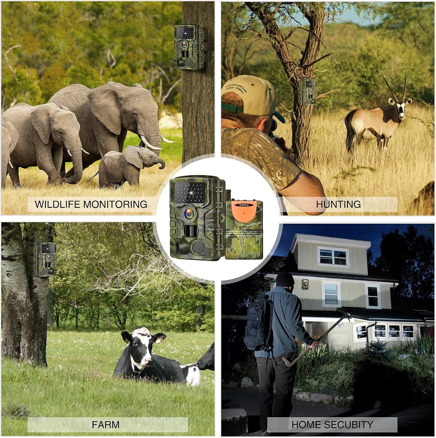 Trail Camera Auto Alarm Function for 150m Sensitive Detection 24MP 1080P Wildlife Camera Trail Cameras with Night Vision Motion Activated Waterproof
