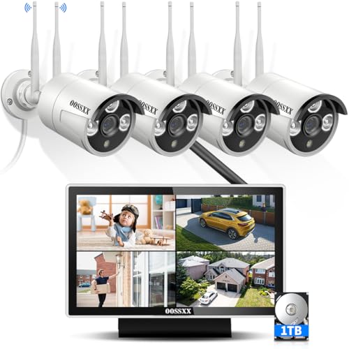 Dual Antennas for Wi-Fi Enhanced AI Human Detected 2K 3.0MP Wireless Security Camera System, Surveillance DVR Kits with 2TB Hard Drive