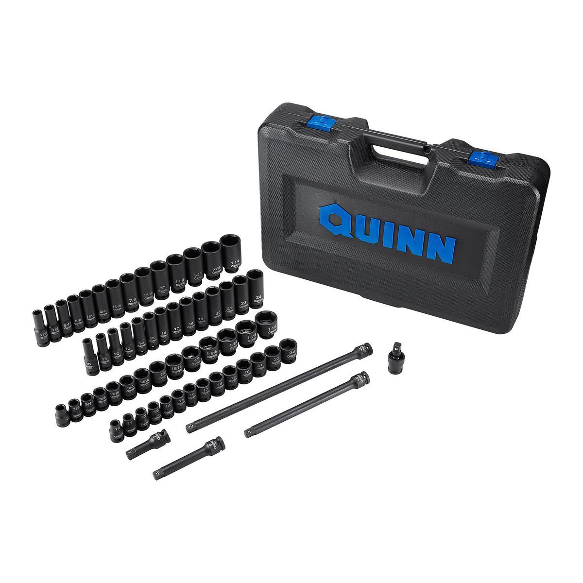 QUINN 1/2 in. Drive SAE and Metric Master Impact Socket Set, 61-Piece