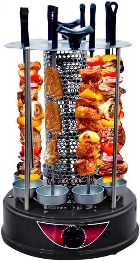 BBQ Kebab Grill Machine Automatic Rotating Barbecue Smokeless Oven Rotisserie Roast Domestic Lamb Skewers Heating Stove, 6 Strings