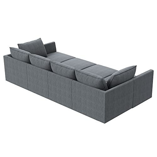 HONBAY Modular Sofa Sectional Sleeper Couch with Ottomans Reversible Sleeper Sectional Sofa Modular Couch with Storage, Aqua Blue