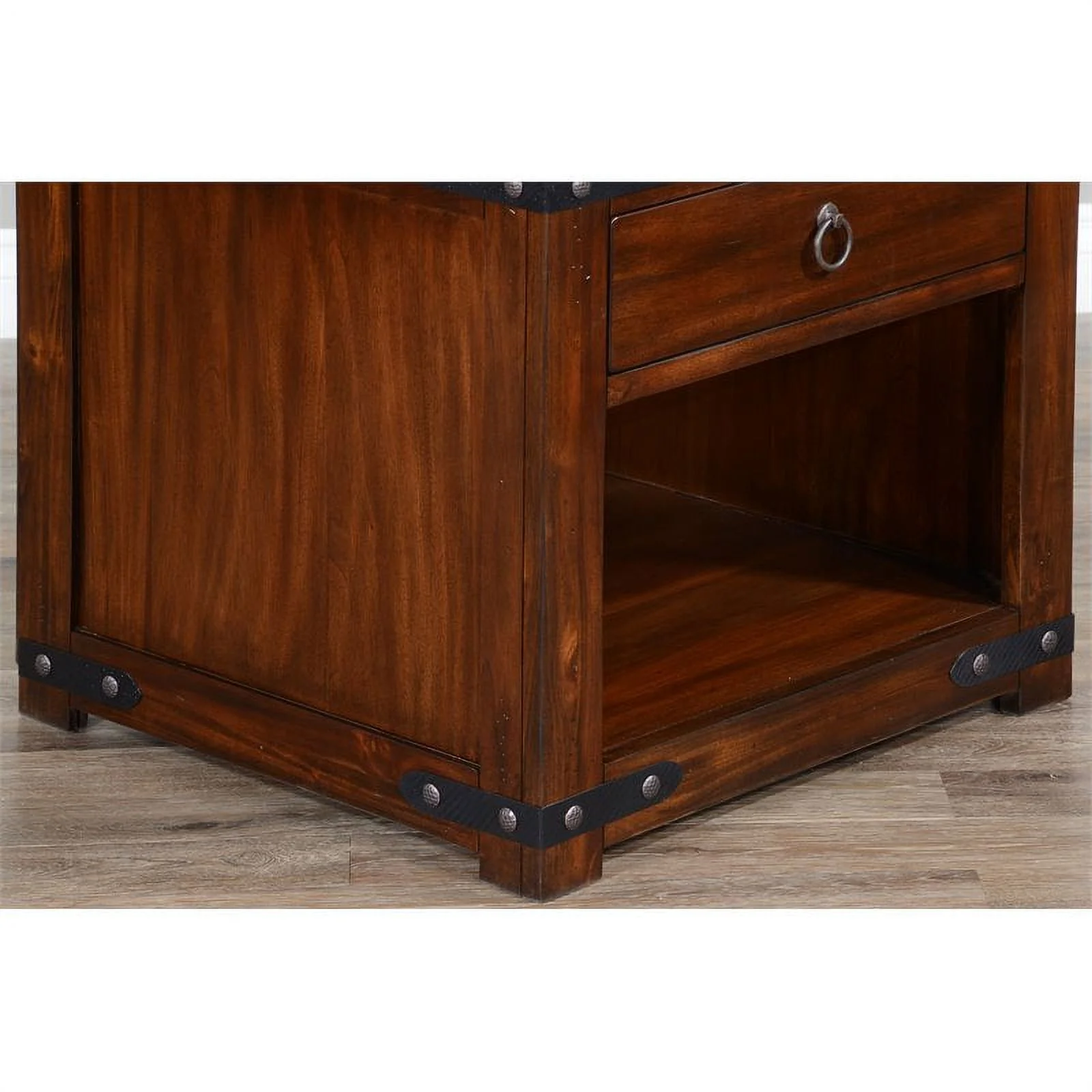 Home Square Santa Fe 24" Traditional Wood End Table in Dark Chocolate - Set of 2
