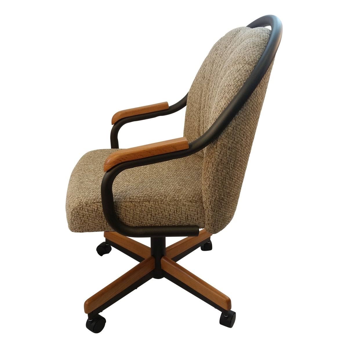 Caster Chair Company Bently Swivel Tilt Caster Arm Chair in Wheat Tweed Fabric
