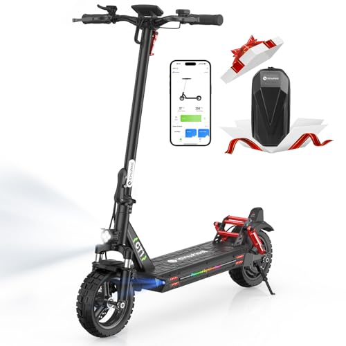 isinwheel GT1 Electric Scooter Adults, 28 MPH Top Speed, 28 Miles Range, 800W Motor E-Scooter, 10" Off-Road Tires, Double Braking Systems