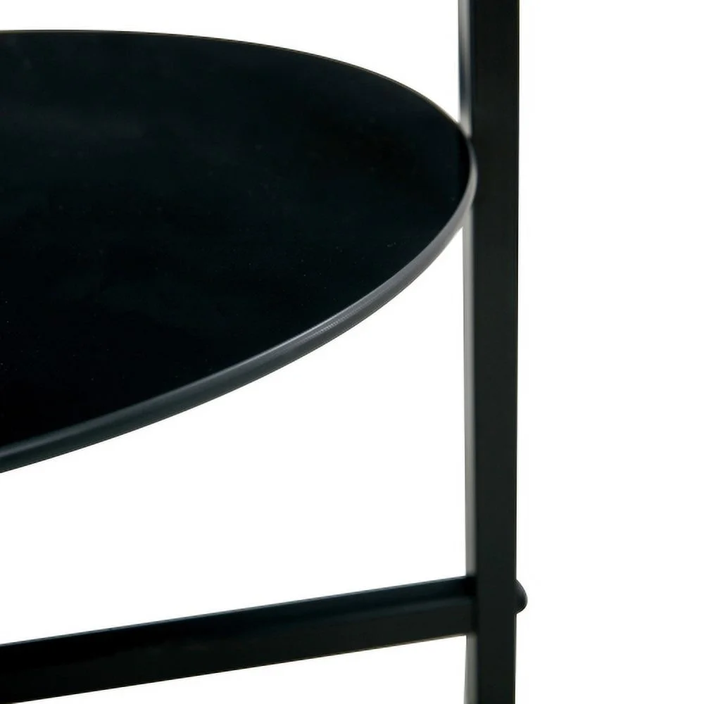 2 PCS Set Black Tempered Glass End Tables with Heavy-Duty Metal Frame Side Tables for Bedroom Living Room (Black)