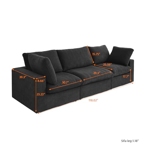 160.6" Cloud Couch Modular Sectional Sofa for Livingroom,Oversized Convertible Sofa with Storage Ottomans,6 Seat Wide Couches