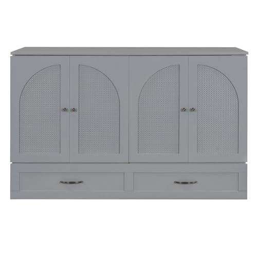 Harper & Bright Designs Queen Size Murphy Bed Cabinet Wall Bed Chest with USB, Charging Station and Large Storage Drawer for Home Office (White)
