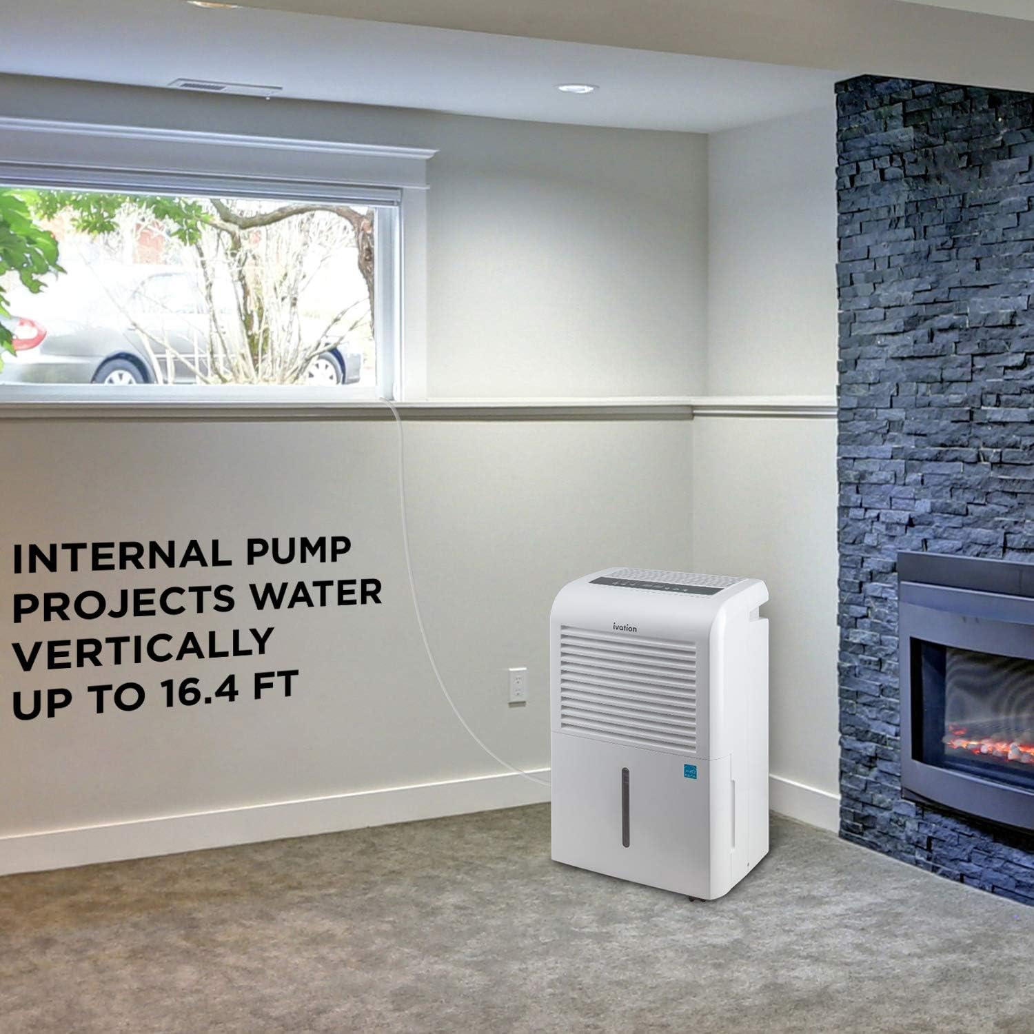 Ivation 4,500 Sq Ft Energy Star Dehumidifier with Pump, Large Capacity Compressor Includes Programmable Humidity, Hose Connector