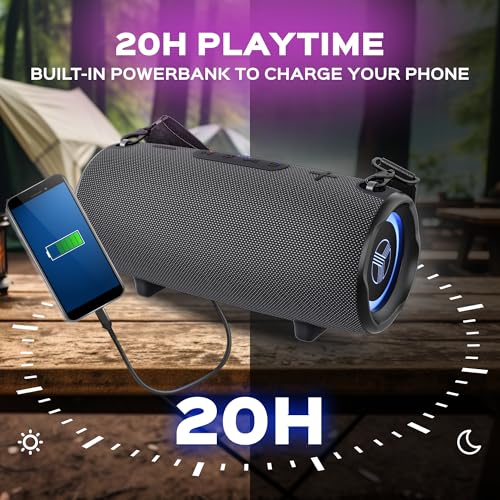 TREBLAB Ultra Loud Wireless Speaker - 60W Stereo Sound with Deep Bass, 20H Playtime, Powerbank, Waterproof