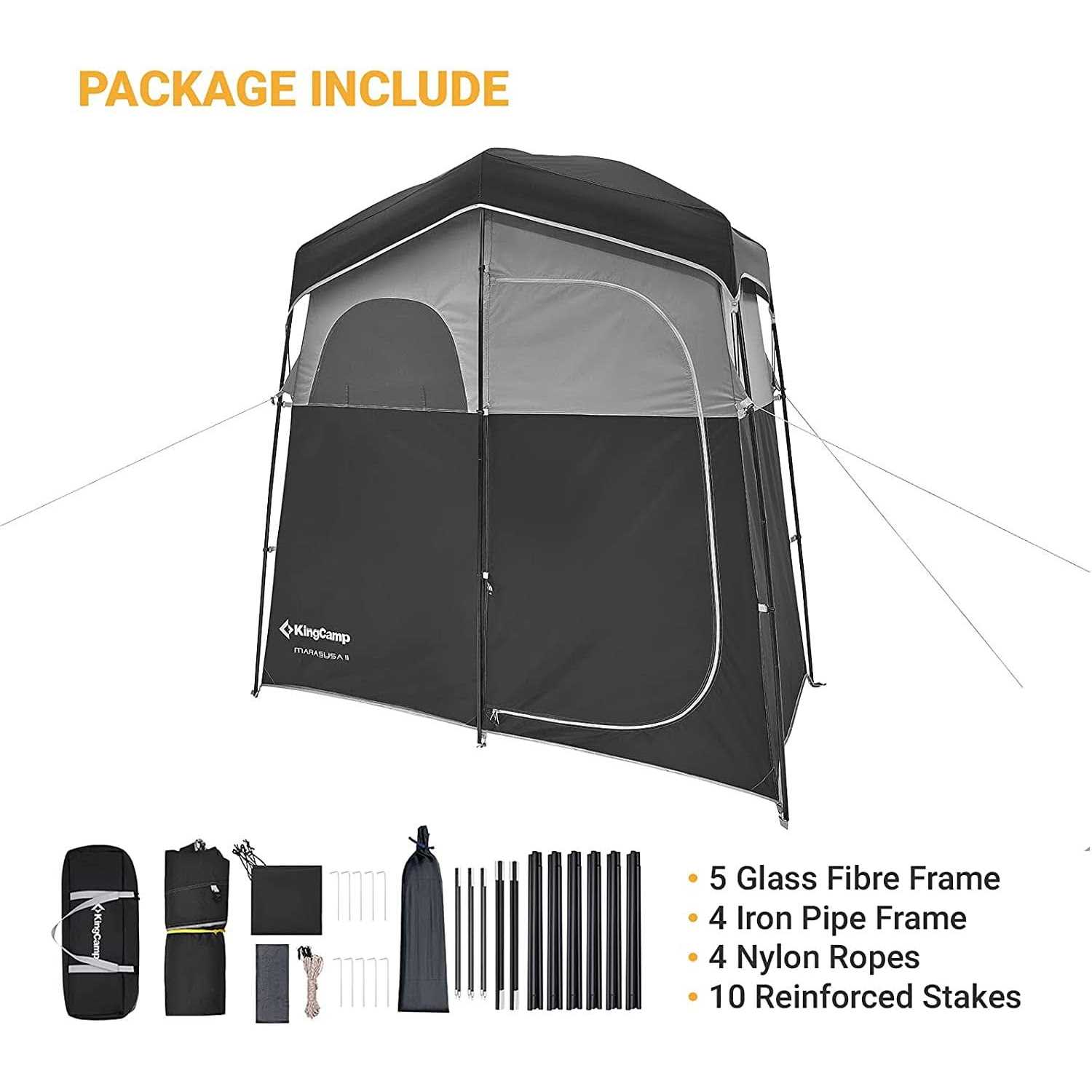KingCamp Camping Shower Tent, Portable Privacy 2 Room - Sports Supplies Online Store
