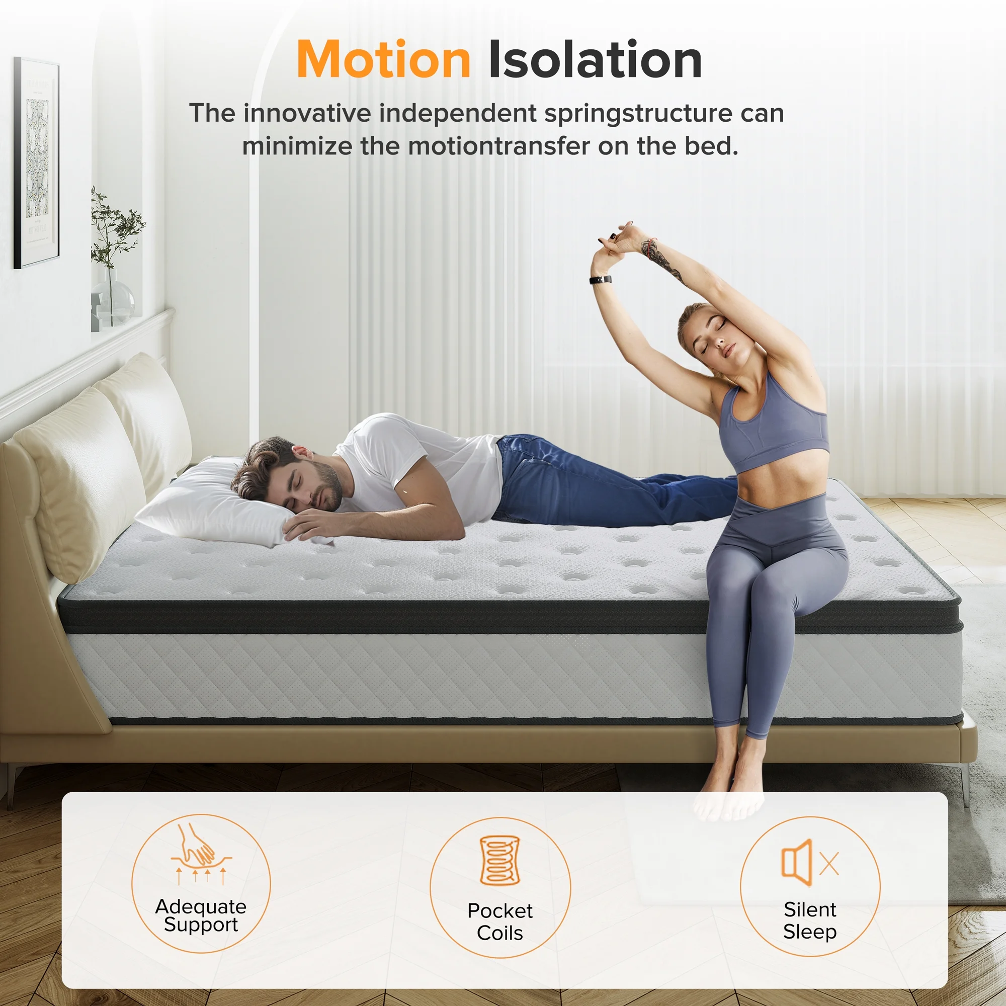 TXO 12 Inch Memory Foam and Innerspring Hybrid Mattress �C Queen Mattress �C Bed in a Box �C Medium Firm Mattress