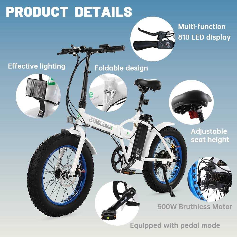 Ecotric Electric 20 inch x 4.0 Fat Tire Folding Bicycle 20mph 810 LED Display Removable Lithium-Ion Battery Beach Mountain Snow Electric Bike Moped