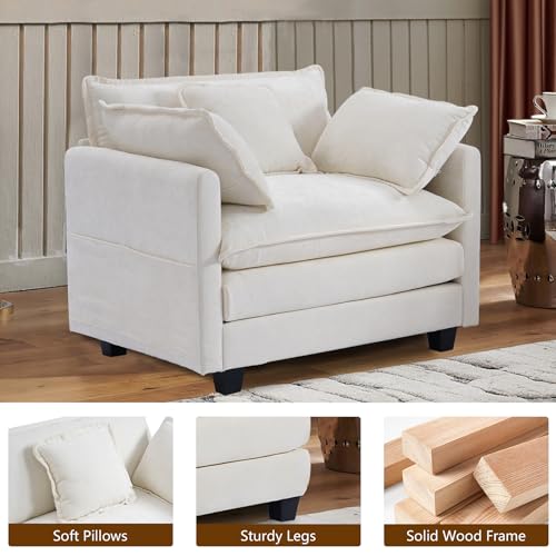 SweetGO corporation 40" Chenille Lounge Chair for Reading, Modern Couch Cozy Sofa Bed