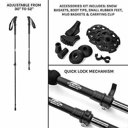 Cascade Mountain Tech Ultralight Carbon Fiber Eva Grip Hiking Trekking Poles