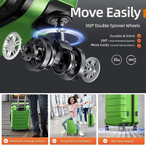 SHOWKOO Luggage Sets Expandable PC+ABS Durable Suitcase Double Wheels TSA Lock Black