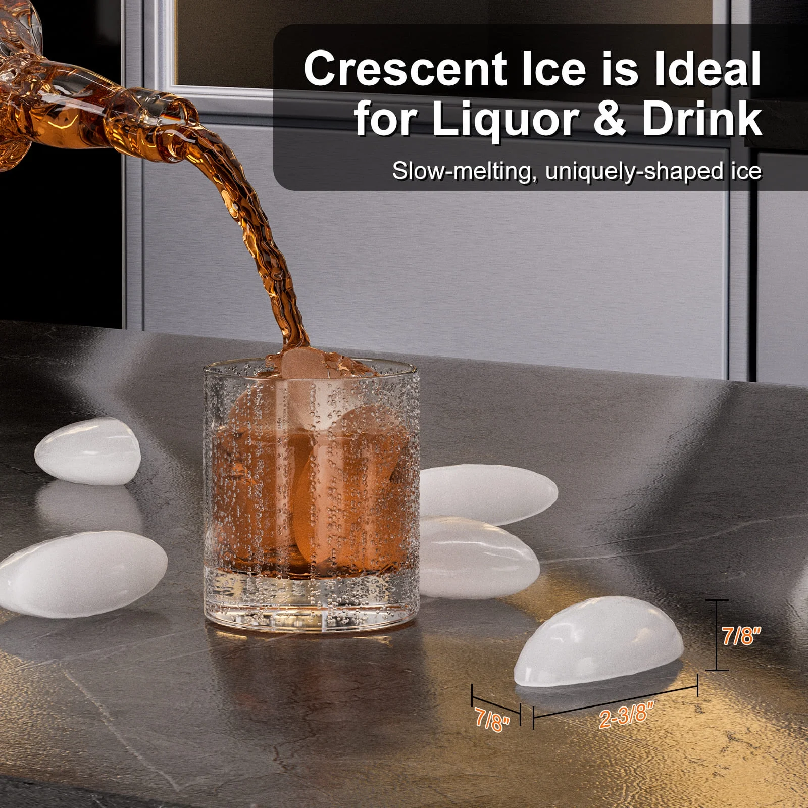 COTLIN 15" 22LBS/24H Built-in Stainless Steel Crescent Ice Maker IMC25BI