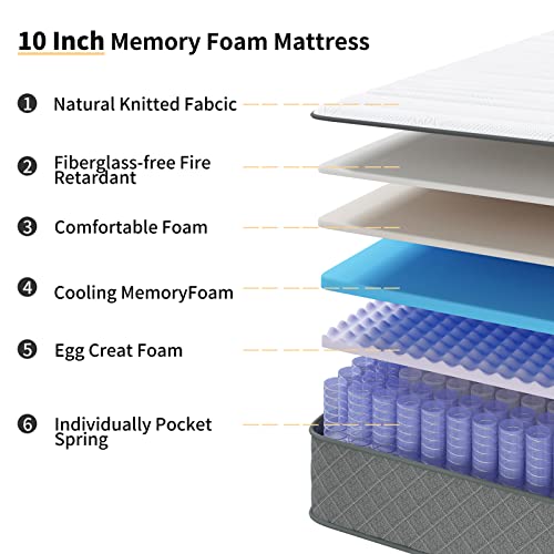 Full Mattress, 12 Inch Full Size Mattress with Cooling-Gel Memory Foam &Pocket Spring Hybrid, CertiPUR-US Certified, Medium Firm