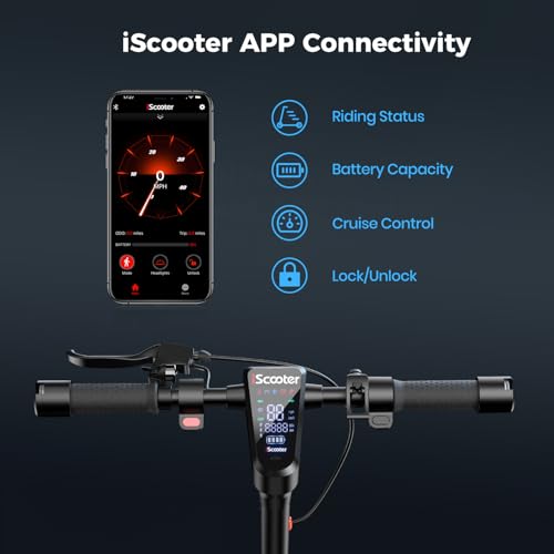 iScooter Electric Scooter for Adults,50/30 Miles Range, 28 MPH Top Speed, 800/750W Motor, 10" Pneumatic Tires