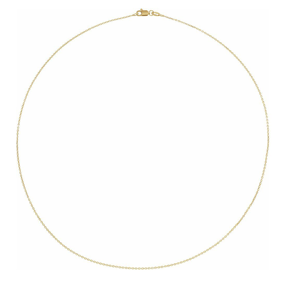 The Black Bow 1mm 18K Yellow Gold Diamond-Cut Solid Cable Chain Necklace, 20 Inch
