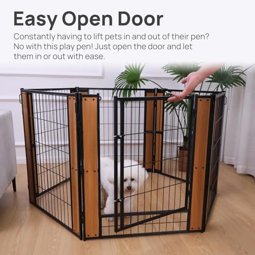 Heavy Duty Dog Playpen 32 Inch Height - Indoor Outdoor Pet Fence Enclosure for Medium and Small Dogs