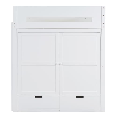 Harper & Bright Designs Twin Size Loft Bed with L-Shaped Desk and Stairs, Solid Wood Loft Bed Frame with Storage Drawers and Bookcase