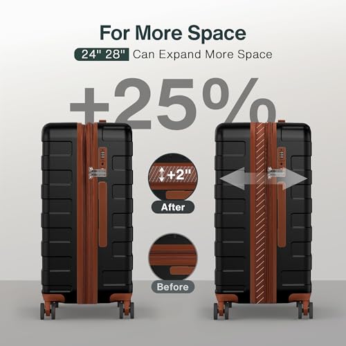 Luggage Sets 3 Piece (3-YEARS VIP SERVICE) Hardside Expandable Ultra Durable 100% PC Lightweight Carry On Travel Suitcase Set with TSA Lock Spinner