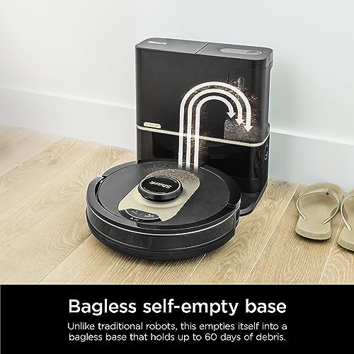 Shark AV2501AE AI Robot Vacuum with XL HEPA Self-Empty Base, Bagless, 60-Day Capacity, LIDAR Navigation, Perfect for Pet Hair, Compatible with Alexa