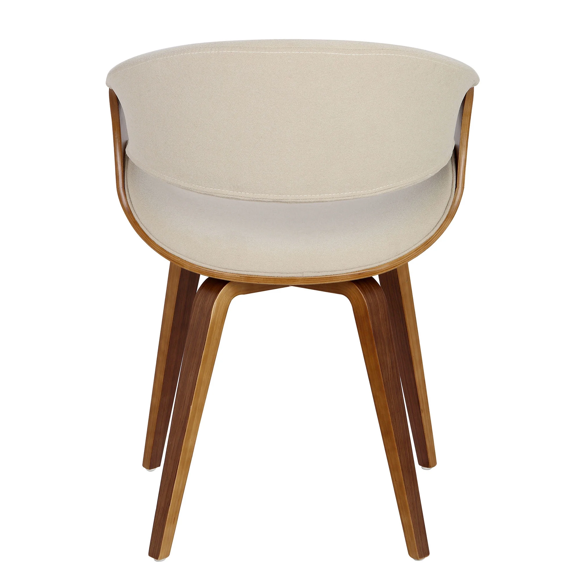 Curvo Mid-Century Modern Dining/Accent Chair in Walnut and Cream Fabric by LumiSource