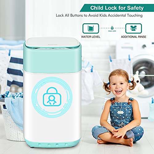 COSTWAY Portable Washing Machine, Built-in Drain Pump, 8Lbs Capacity, Full-Automatic washer with 6 Programs, 6 Water Levels, Child Lock