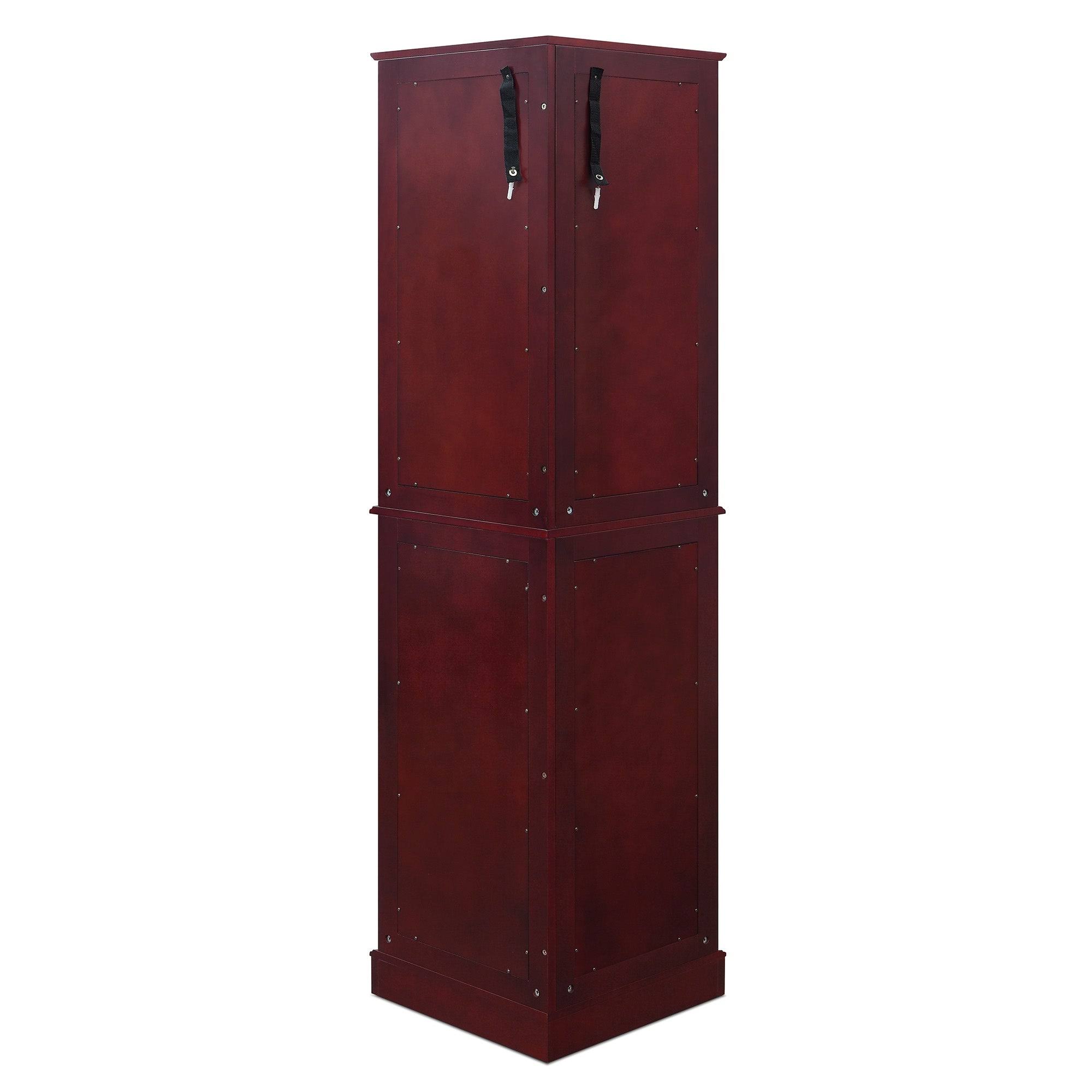 Belleze Woody Lighted Corner Curio Cabinet Tempered Glass Door 6 Shelves, Cherry