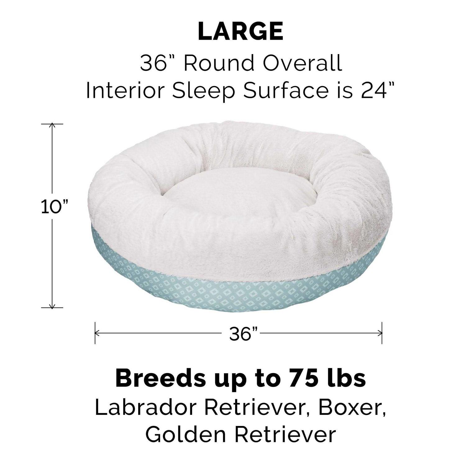 FurHaven Plush &amp; Diamond Print Calming Donut Pet Bed for Dogs &amp; Cats - Pet Supplies online store