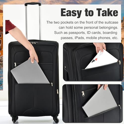 Merax Suitcase Set Softside 3-Piece Expandable Luggage with TSA Lock Spinner Wheels Lightweight Upright Luggage with Travel Bag(22/26/30 IN