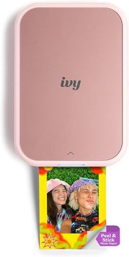 Canon Ivy 2 Mini Photo Printer (Blush Pink) - Bluetooth, Print from iOS & Android Devices, Bundle Incl. 110 Zink Sticky-Back Prints, LED Light Bar