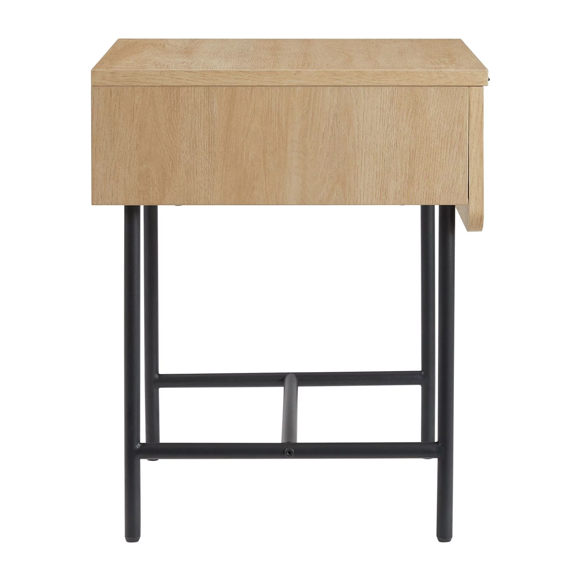 Walker Edison 18.5" Reeded 1-Drawer Side Table - Coastal Oak/ Black