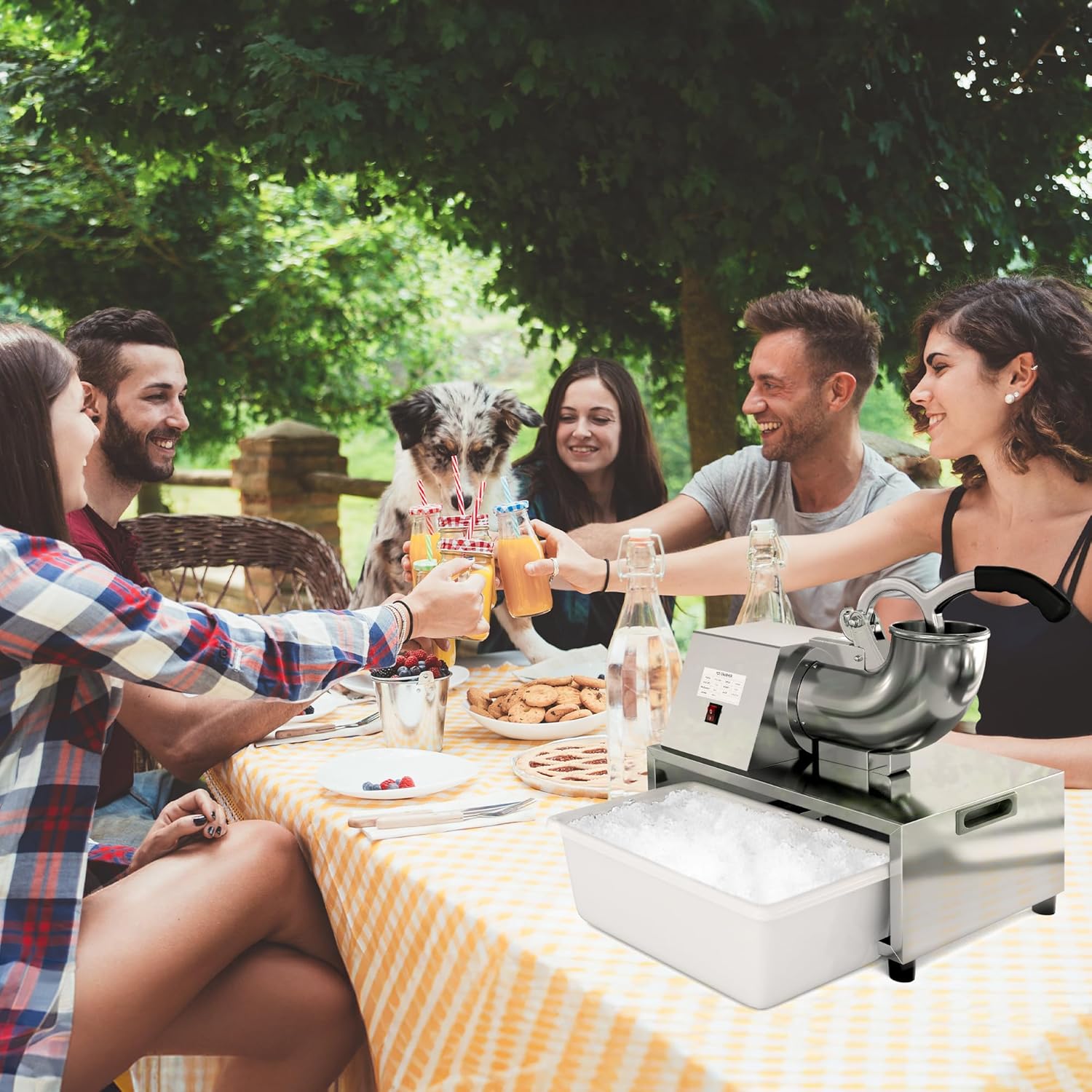 Snow Cone Machine Shaved Ice, 500LB/H Commercial Ice Crusher Shaved Ice Machine Fluffy