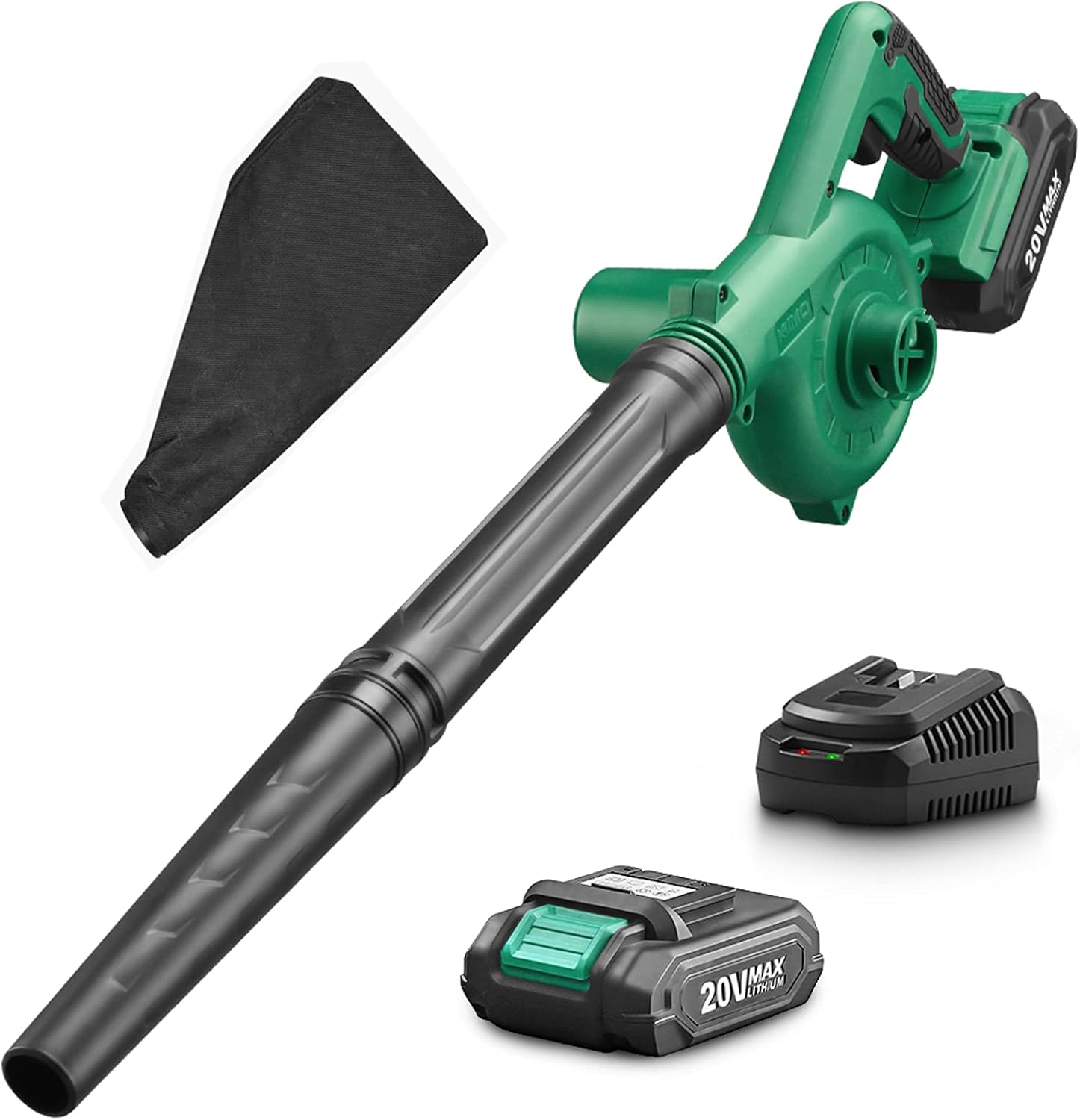 KIMO Cordless Leaf Blower, 2-IN-1 20V Lithium Battery Leaf Vacuum, 150CFM Lightweight Battery Powered Leaf Blower w/Variable-Speed