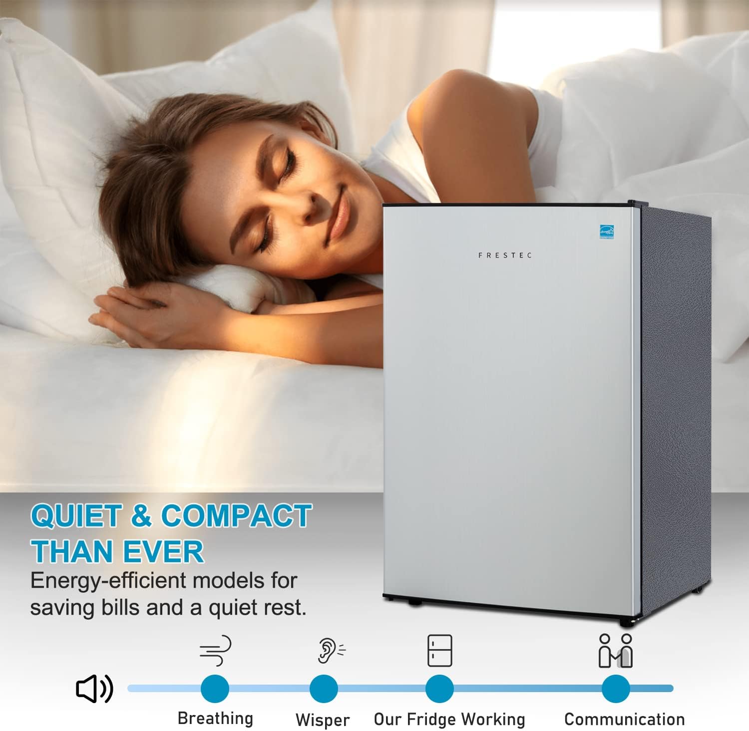 Frestec 2.5 CU' Mini Refrigerator, Small Refrigerator, Mini Fridge with Freezer, Compact Refrigerator, Stainless Steel (FR 250 SL)