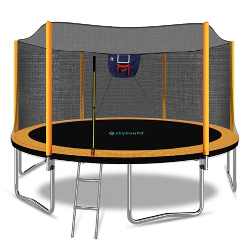 SkyBound Trampoline with Safety Enclosure Net - 10ft 12ft 14ft 15ft 16ft Large Outdoor Backyard ASTM Approved Trampolines for Kids & Adults