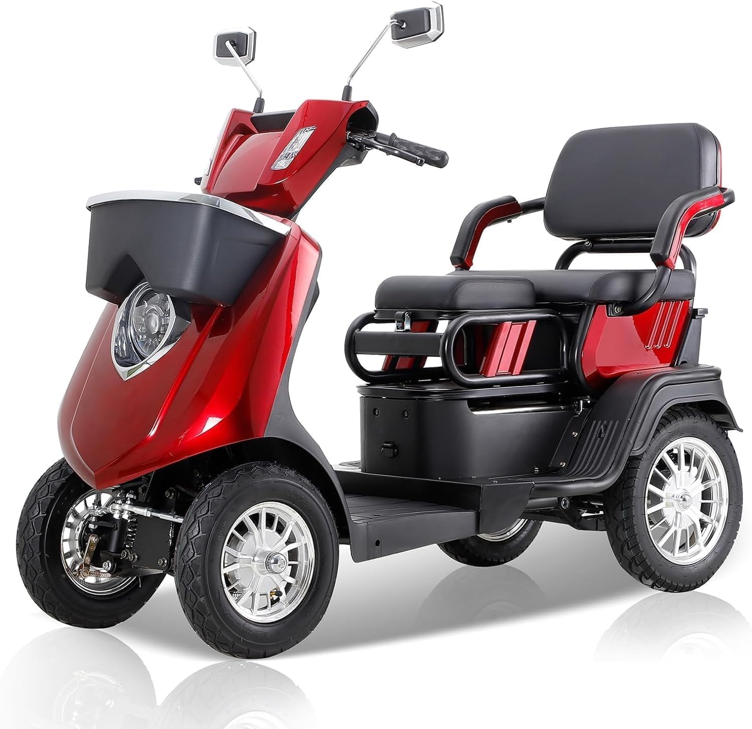 2 Seater 1000W Heavy Duty 4 Wheel Mobility Scooters with 500lbs Capacity & 36-Mile Range