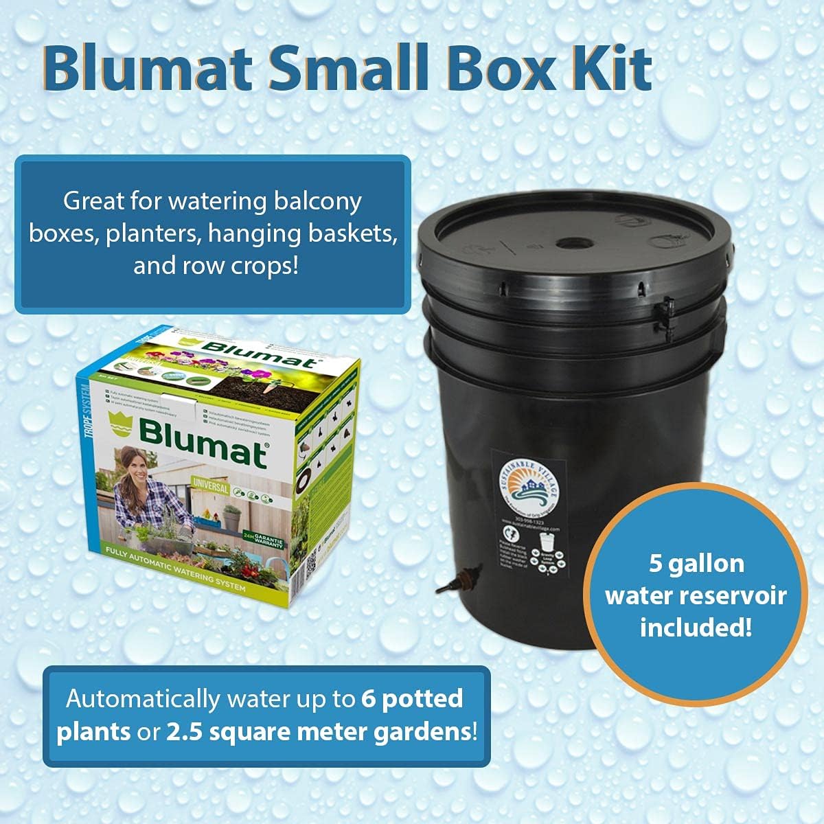 Blumat Drip System - 6 Pack Small Kit with Reservoir - Smart Automatic Watering System, Great for Vacation, Made in Austria