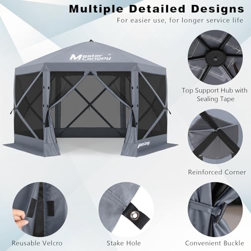 MASTERCANOPY 12x12FT Pop Up Gazebo Screen Tent - Instant Screen House with Netting, Quick Set, Outdoor Canopy Shelter with Carry Bag for Camping