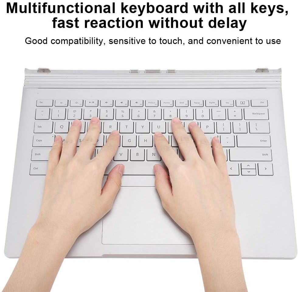 Hopcd Laptop Keyboard for Surface Book, Multifunctional Notebook Laptop Keyboard Replacement for Surface Book 1 1704, Silver