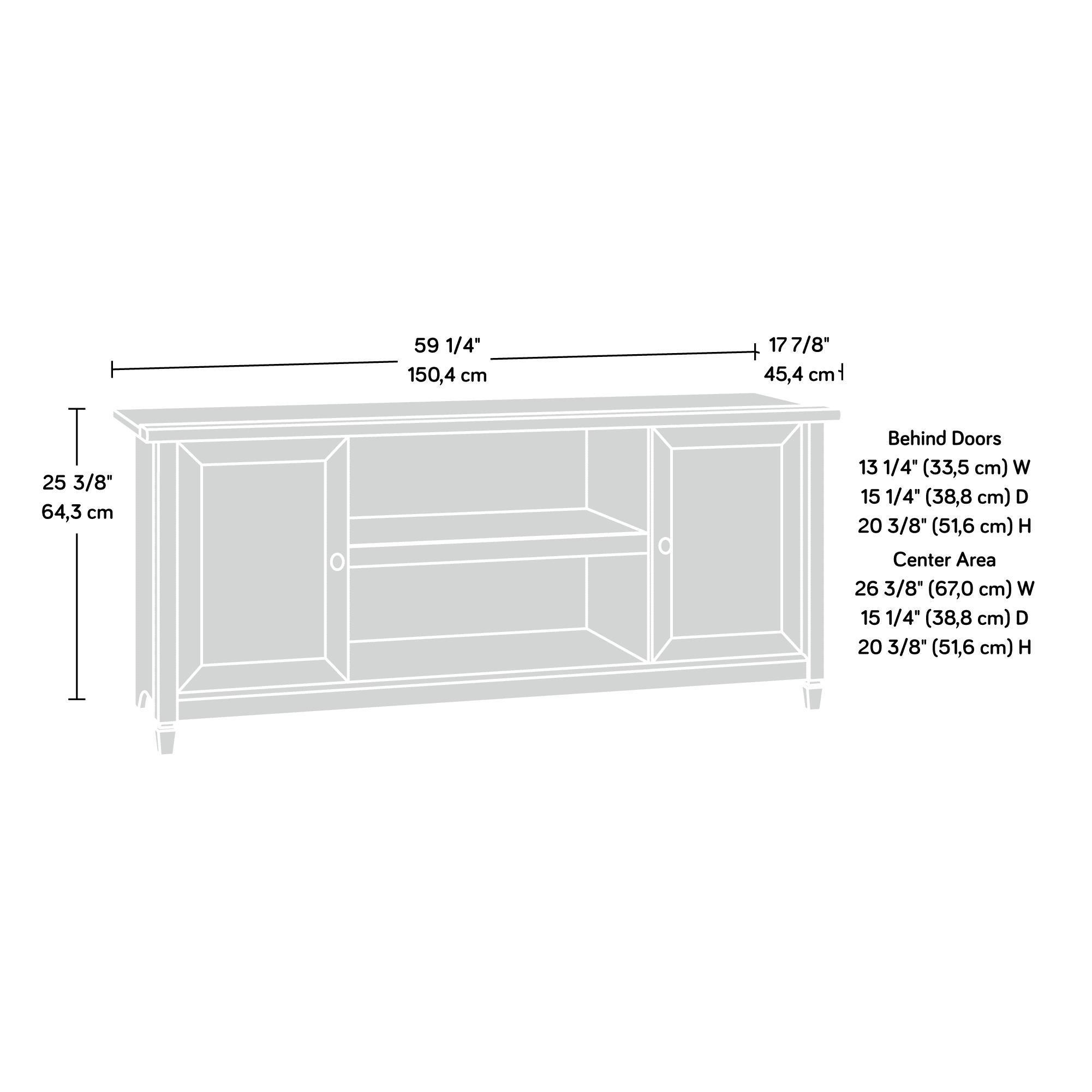 Sauder Edge Water TV Stand with Shelves & Sliding Doors, for TVs up to 65", Chalked Chestnut Finish