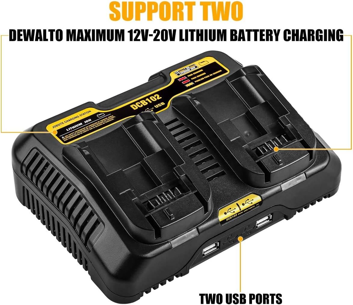 Powilling 5.0Ah 2Pack Replacement Battery for Dewalt 20V Max Battery XR DCB205 DCB204 DCB206 DCB205-2 DCB200-2 DCB180 DCD985B DCB200 Include Dewalt
