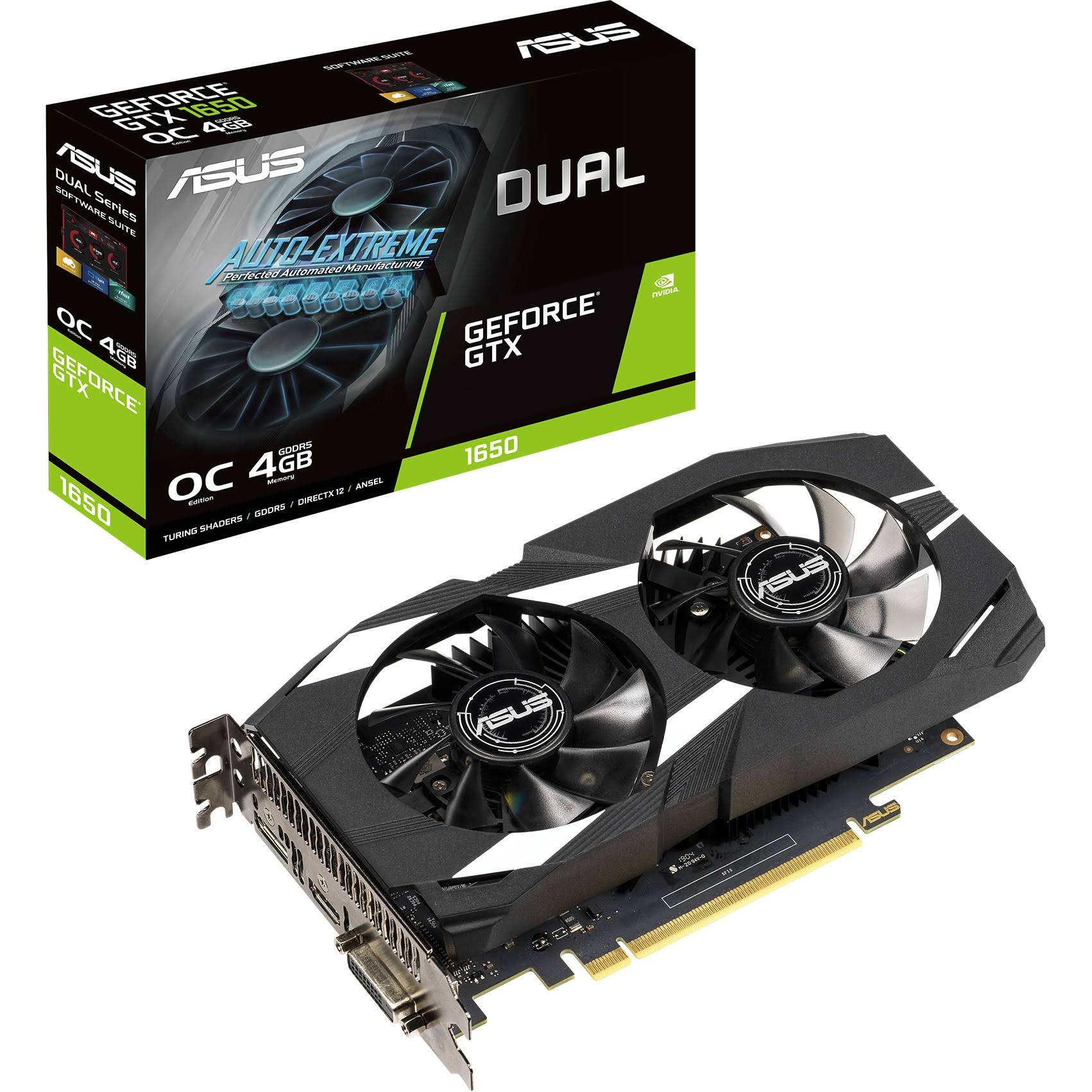 ASUS GeForce GTX 1650 DUAL 0-O4G OC Edition Graphics Card - 4 GB GDDR5 - 128-bit - 1485 MHz
