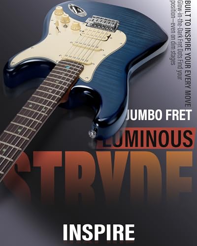 AKLOT Stryde Electric Guitar with Coil-Split: Roasted Maple Neck, Flame Maple Graphic Top, HSS Ceramic Pickups, Beginner Guitar Kit with 10W Amp