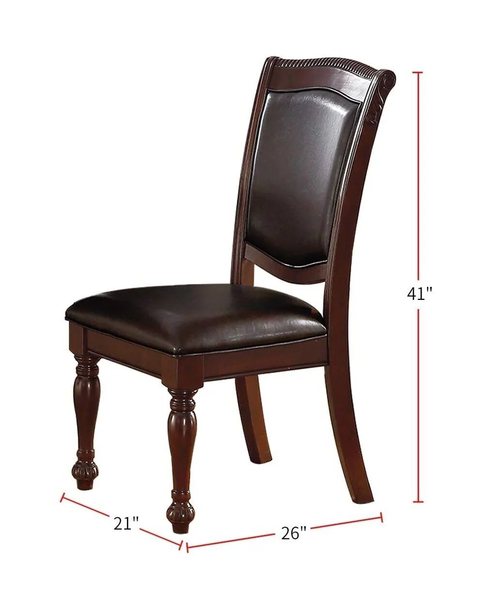 Classic Formal Set of 2 Dining Chairs Brown Antique Traditional Look Kitchen Dining Room Furniture
