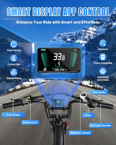 W Wallke AWD Dual Motor Electric Bike for Adults, UL2849 Certified, 48V 60Ah Battery Cell Brand Sam-Sung, Long Range 200 Miles 35MPH Fast Ebike